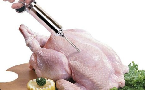 O seringă culinară din China și o injecție plăcută vă așteaptă păsările / carnea de porc