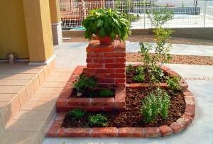 multi-tiered brick flower bed