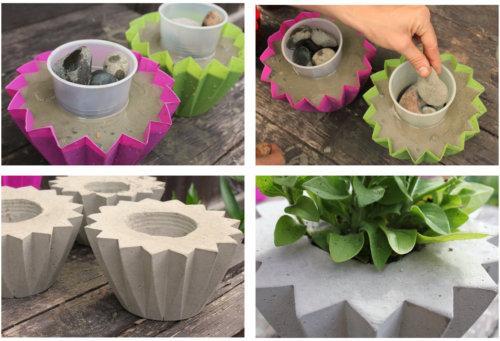 Herstellung von Miniatur-Blumentöpfen aus Beton