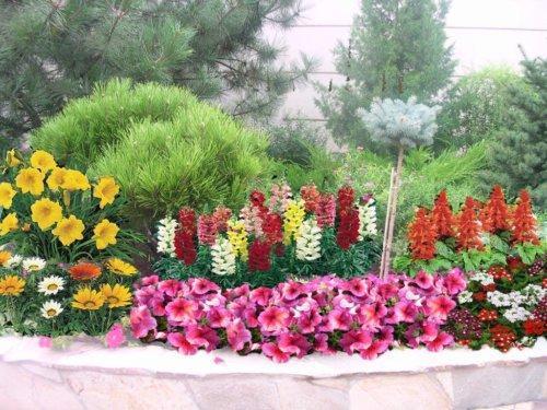 Цветни кревет са цветовима различитих висина