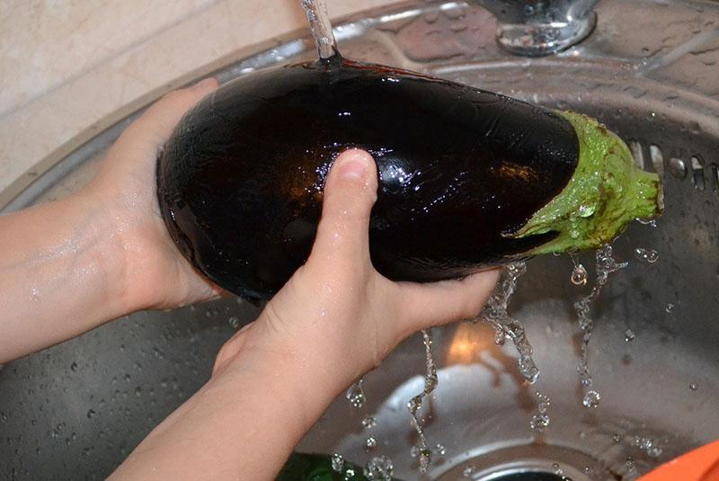 wash the eggplant