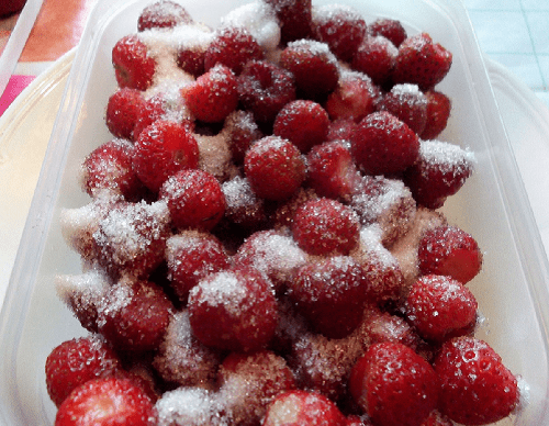 aardbeien in suiker
