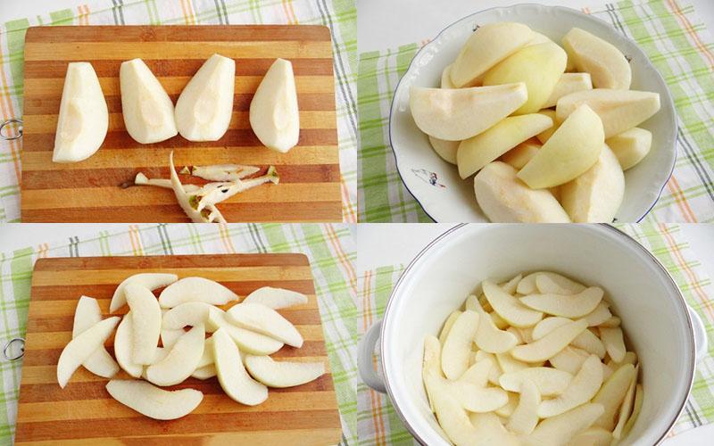 cut pears into thin slices