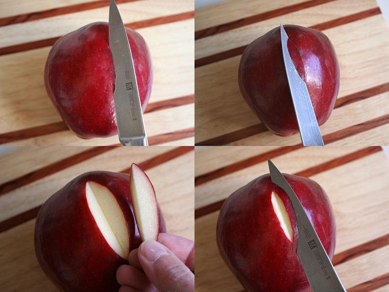 instrukcje fotograficzne dotyczące rzeźbienia jabłek